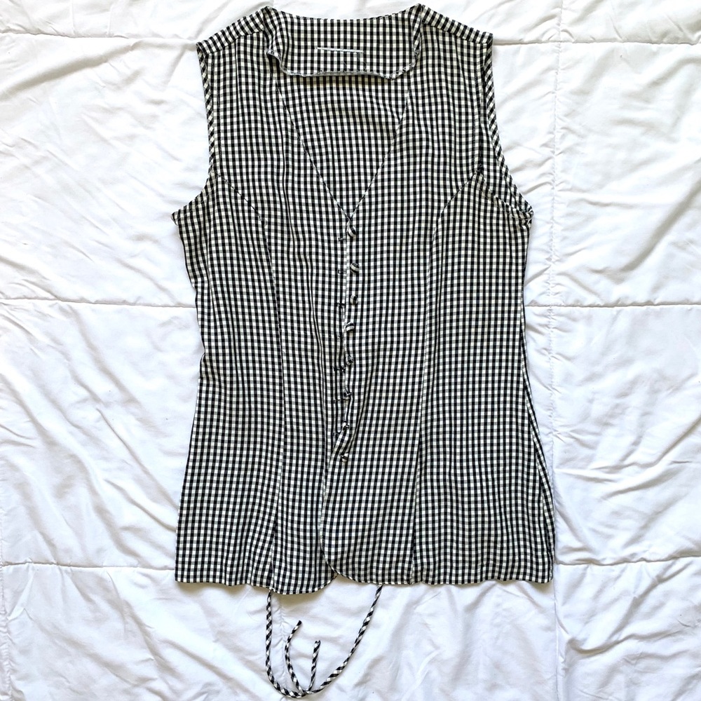 XS 1990s Gingham Vintage Tank Button Down